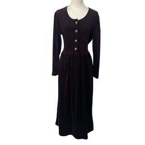 VTGs 90s Y2K Gothic Victorian Velvet Dress Med Whimsigoth Dark Academia Midi